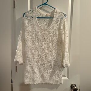 POL White Crochet Knit Sweater